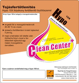 Hypo tojásfertőtlenítés kísérőmatrica